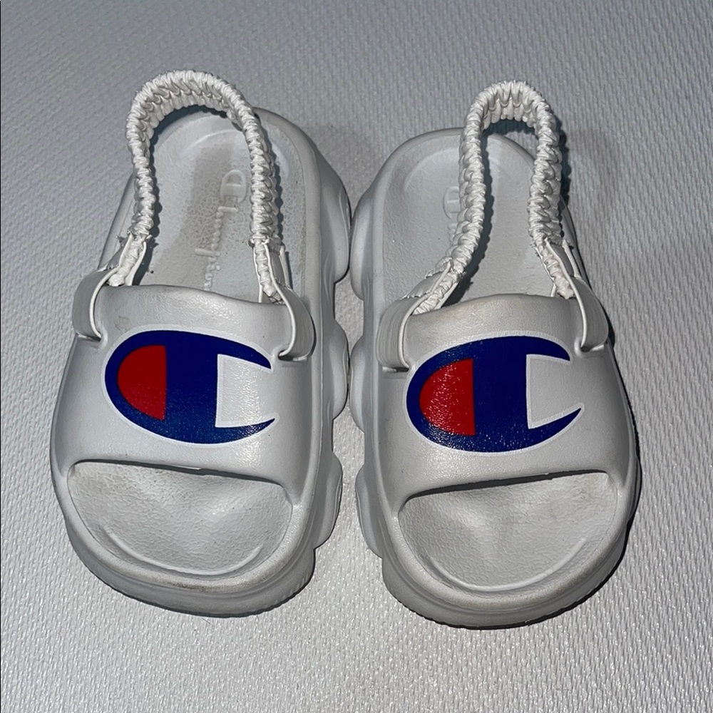 Champion Kids White and Blue Sandals